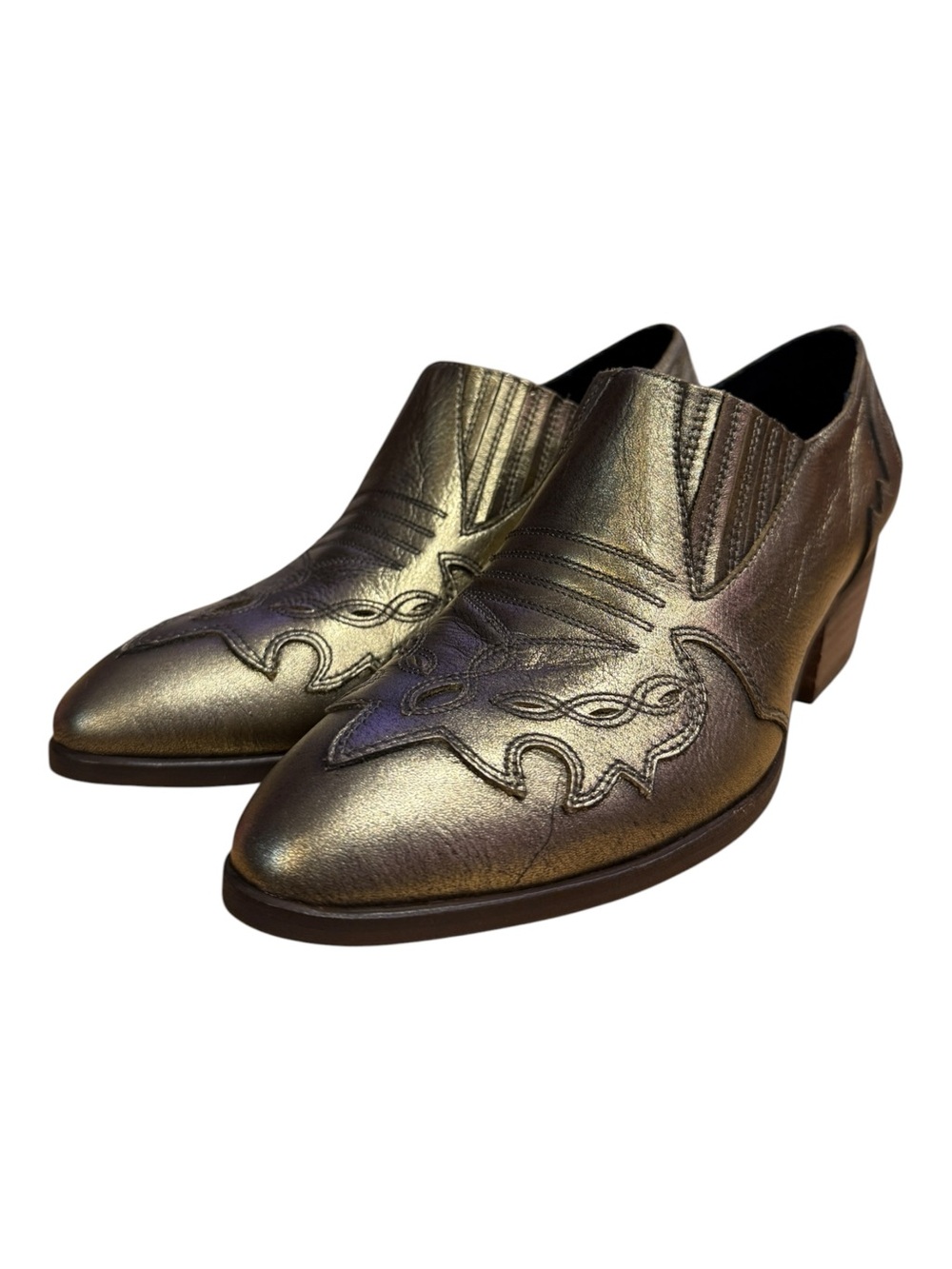 NWOT Silent D Anthropologie Tarvita Gold Leather Boots/Booties Sz 40 (US 9)